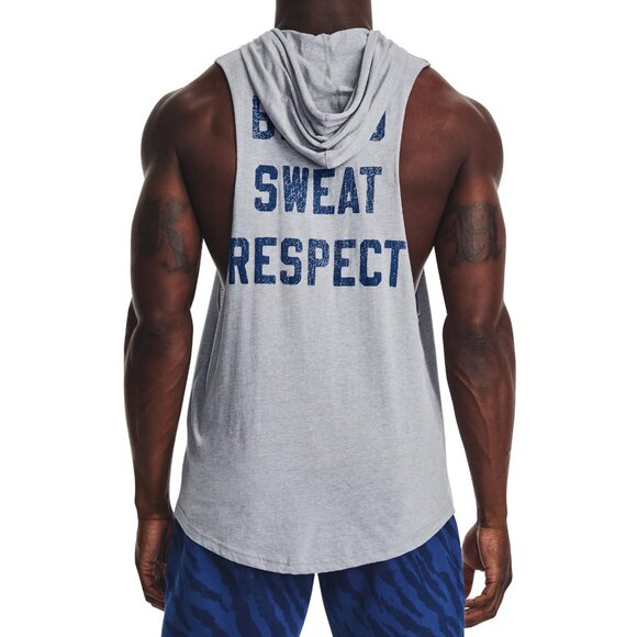 $50 UNDER ARMOUR PROJECT ROCK BSR BULL SLEEVELESS HOODIE 1376939-035 STEEL S - Picture 3 of 5